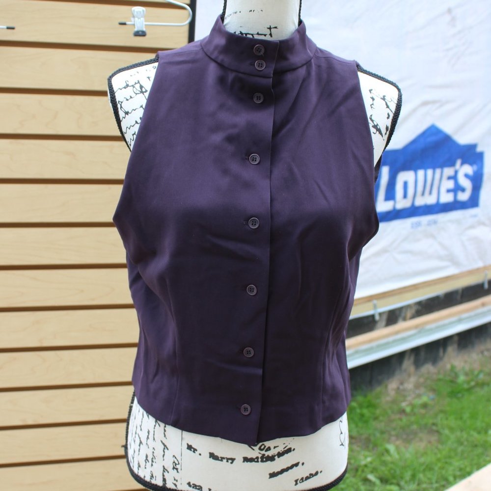 Jones New York Purple Sleeveless Collared Top